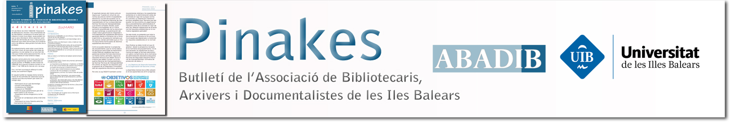 Pinakes - Butlletí informatiu de l'Associació de Bibliotecaris, Arxivers i Documentalistes de les Illes Balears