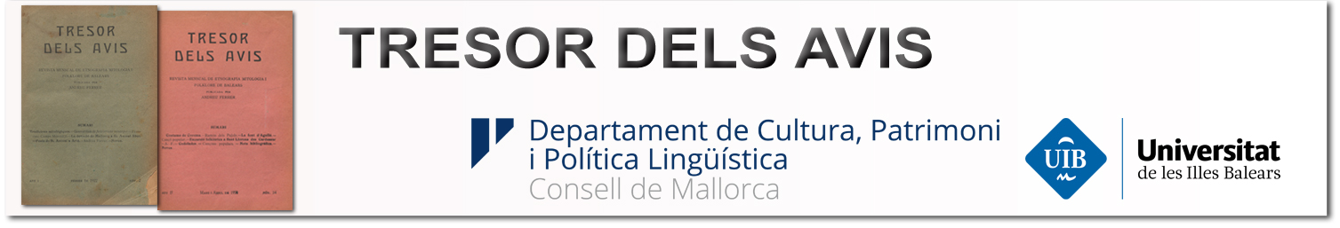 About page Tresor dels avis : revista mensual d'etnografia, mitologia i folklore de Balears
